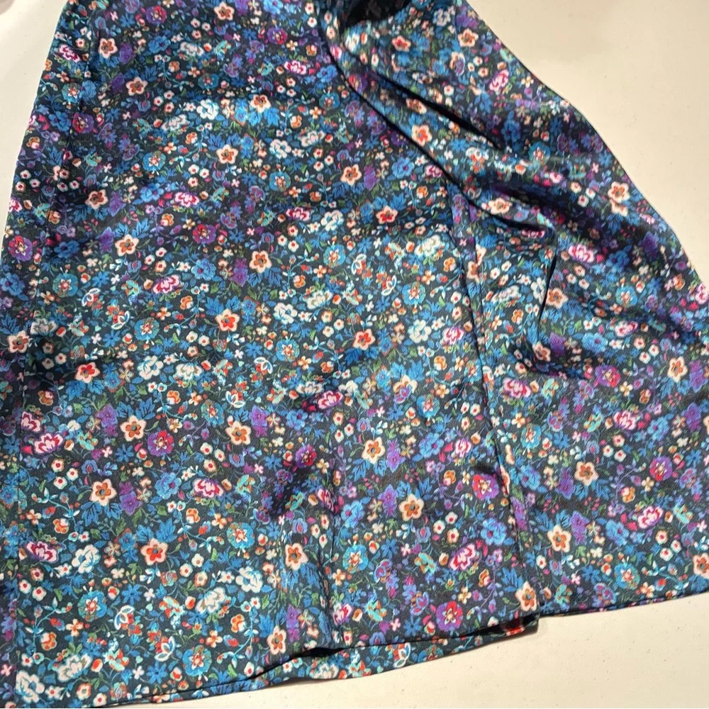 NWT Sandro Donelo Satin Floral Flare Pants in Blue Multi Size XS - Picture 9 of 13